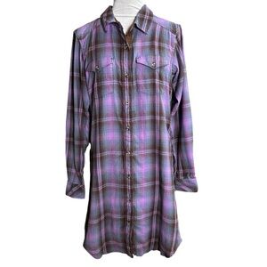 NWT KAVU Women’s Plaid Cotton Shirt Dress. Size Small
